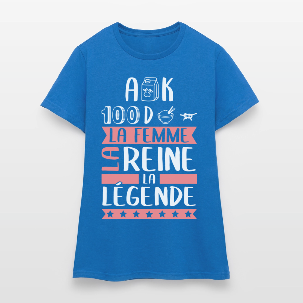 T-shirt femme Alexandra rébus – La femme, la reine, la légende - bleu royal