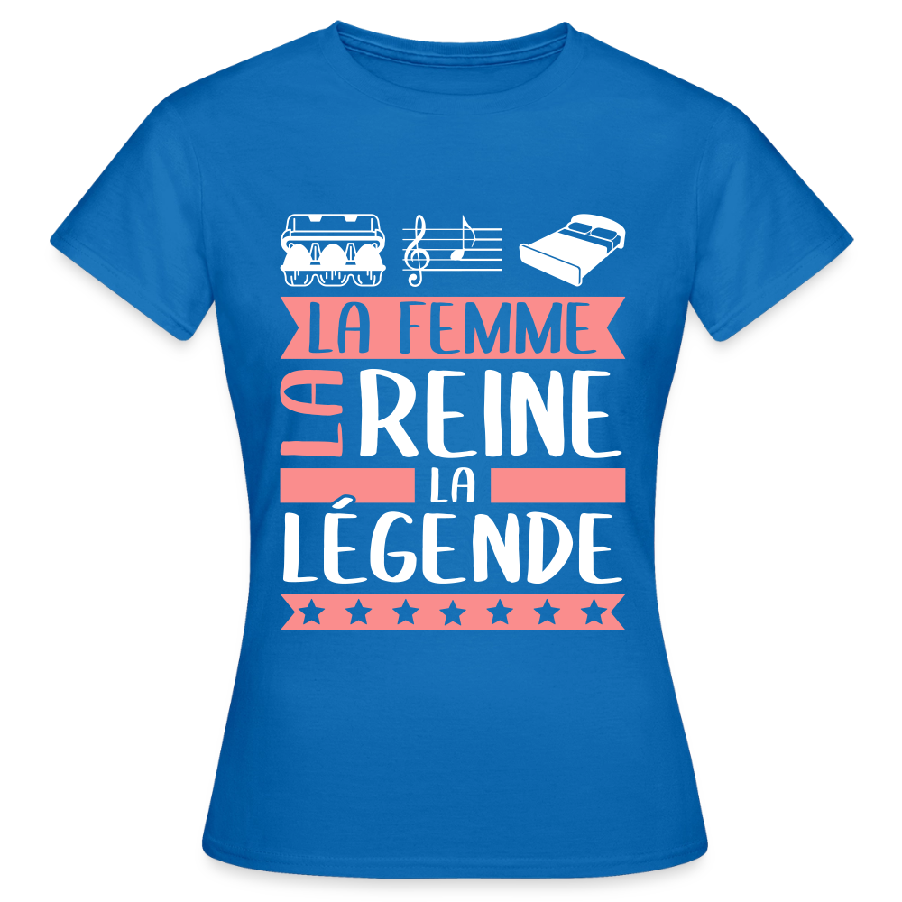 T-shirt femme Eulalie rébus – La femme, la reine, la légende - bleu royal
