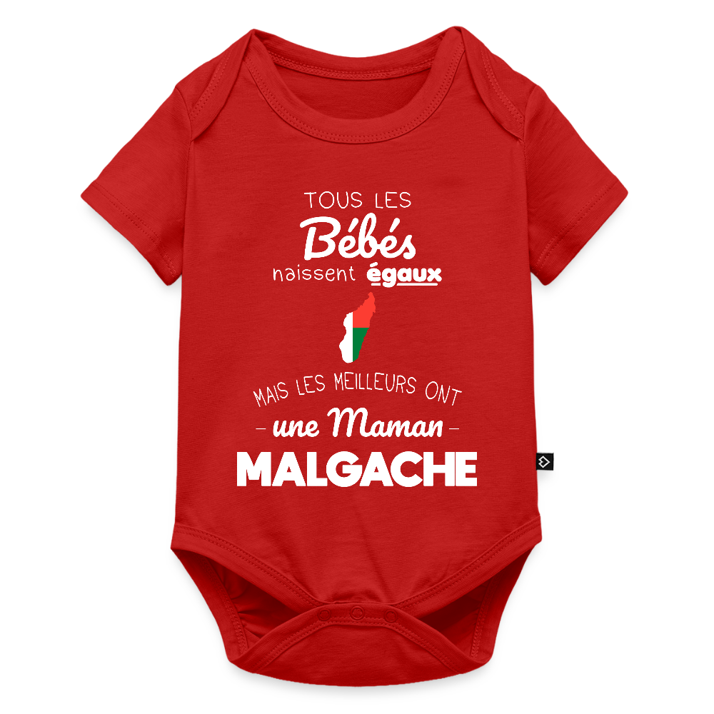 Body Bébé bio manches courtes - Les Meilleurs Ont Une Maman Malgache - rouge