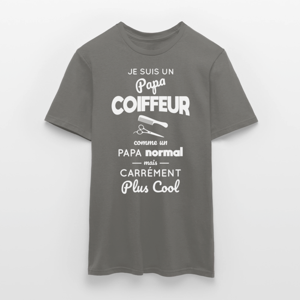 T-shirt Homme - Papa coiffeur plus cool - gris graphite