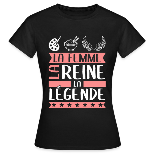 T-shirt femme Arielle rébus – La femme, la reine, la légende - noir