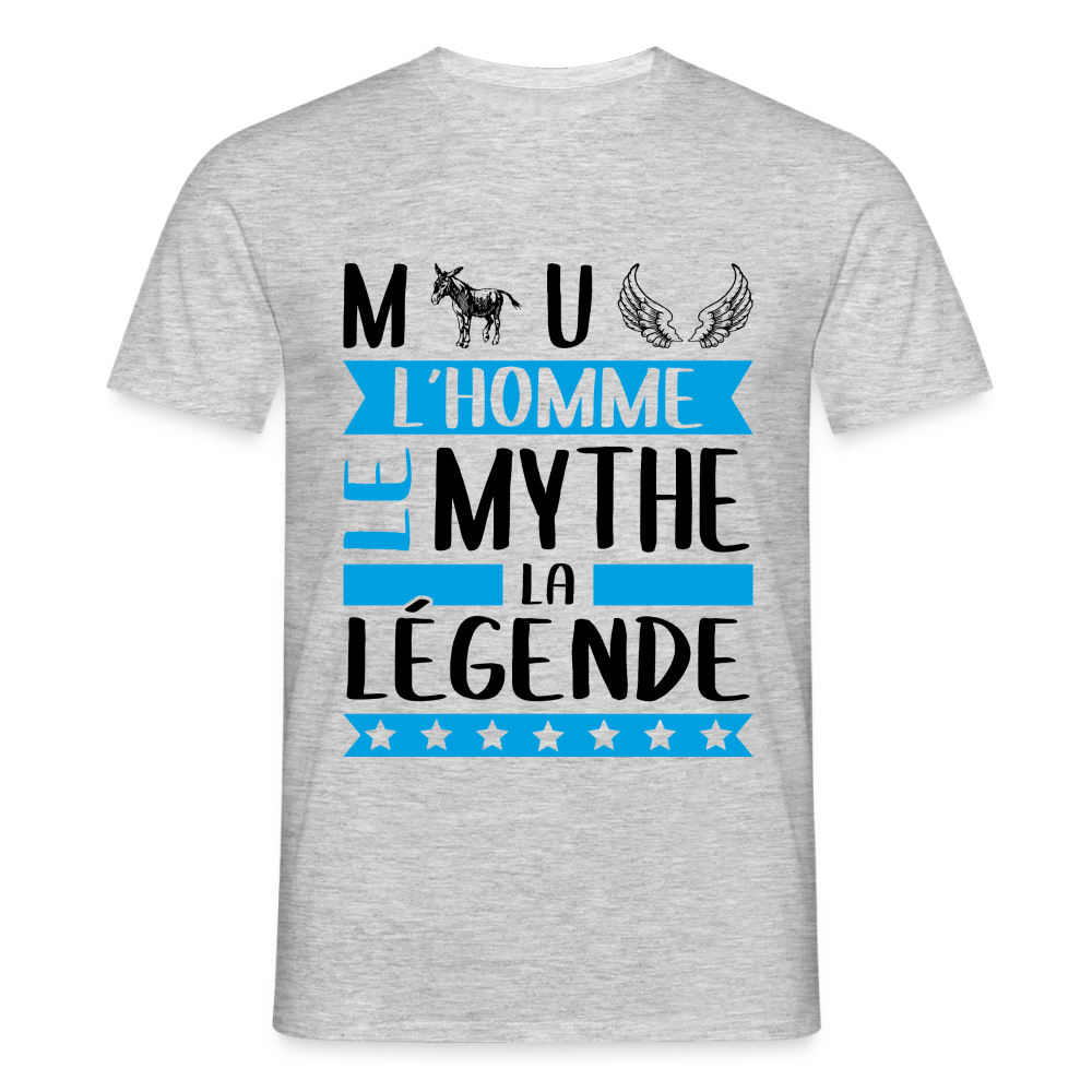 T-shirt homme coloris clair Manuel en rébus – L’homme, le mythe, la légende - gris chiné