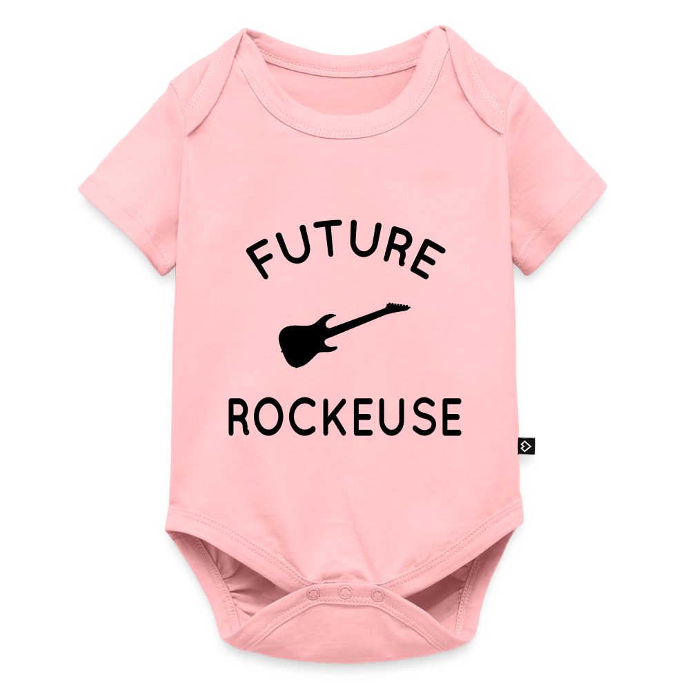Body Bébé bio manches courtes - Future rockeuse - rose