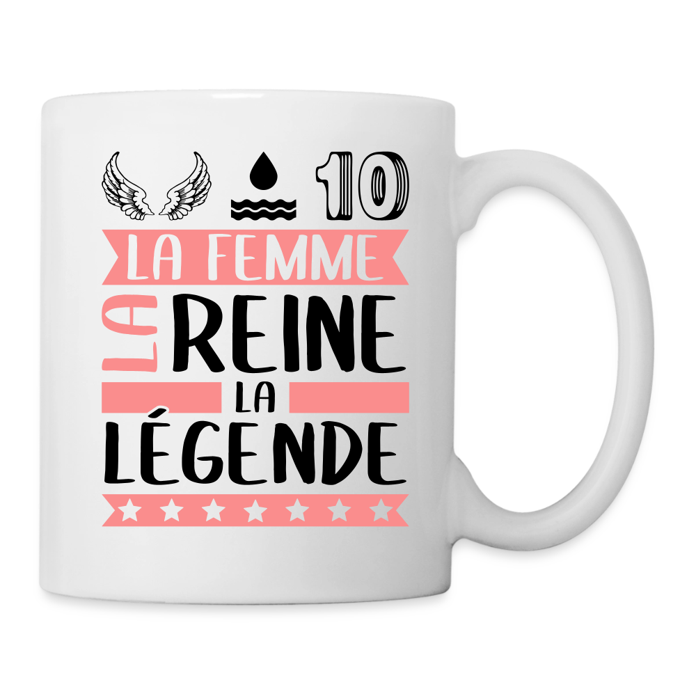 Mug blanc Elodie rébus – La femme, la reine, la légende - blanc