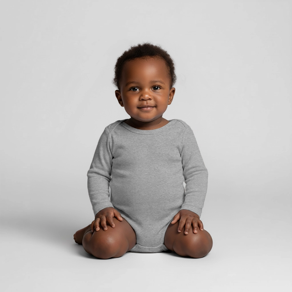 Body Bébé bio manches longues - Les Meilleurs Ont Un Papa Portugais - gris chiné