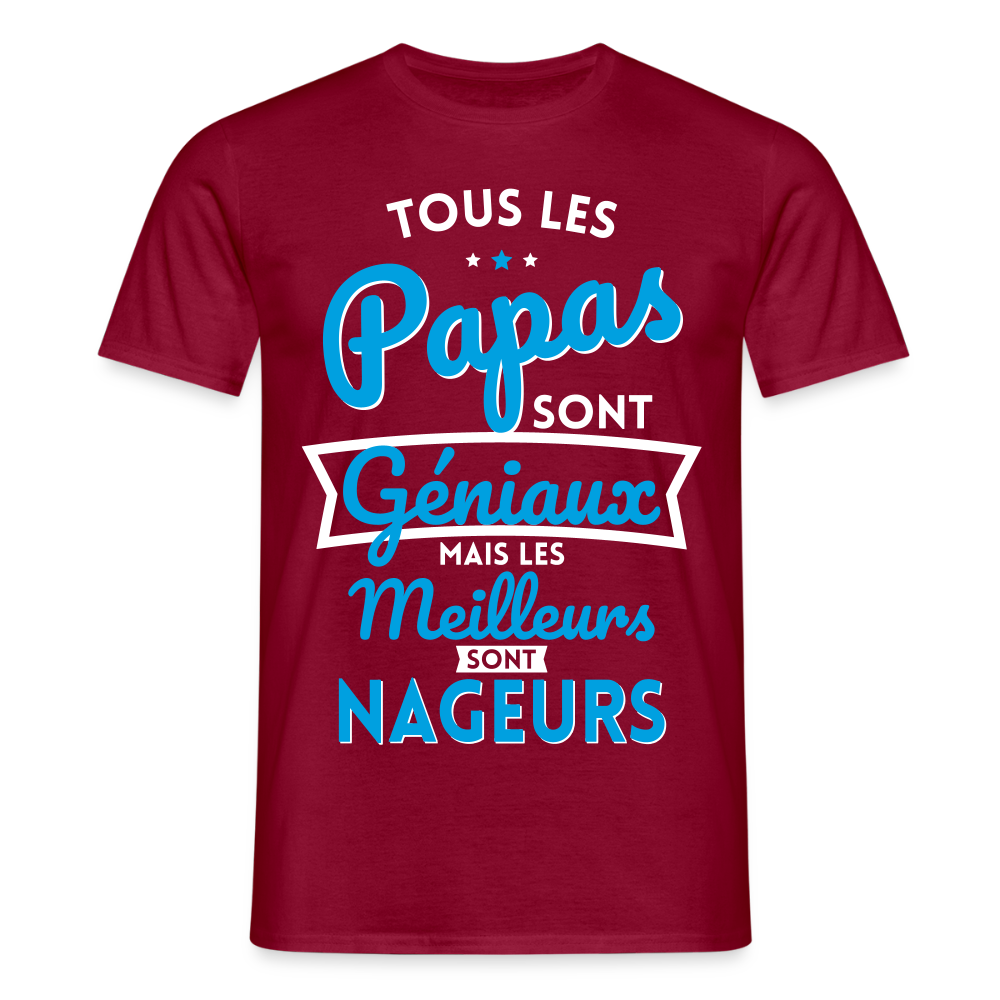 T-shirt Homme - Papas géniaux - Les meilleurs sont nageurs - rouge brique