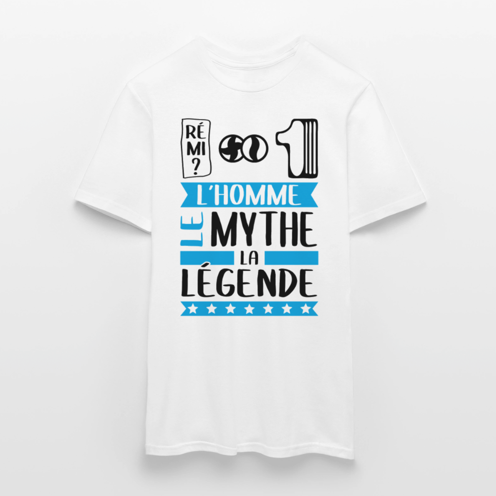T-shirt homme coloris clair Fabien en rébus – L’homme, le mythe, la légende - blanc