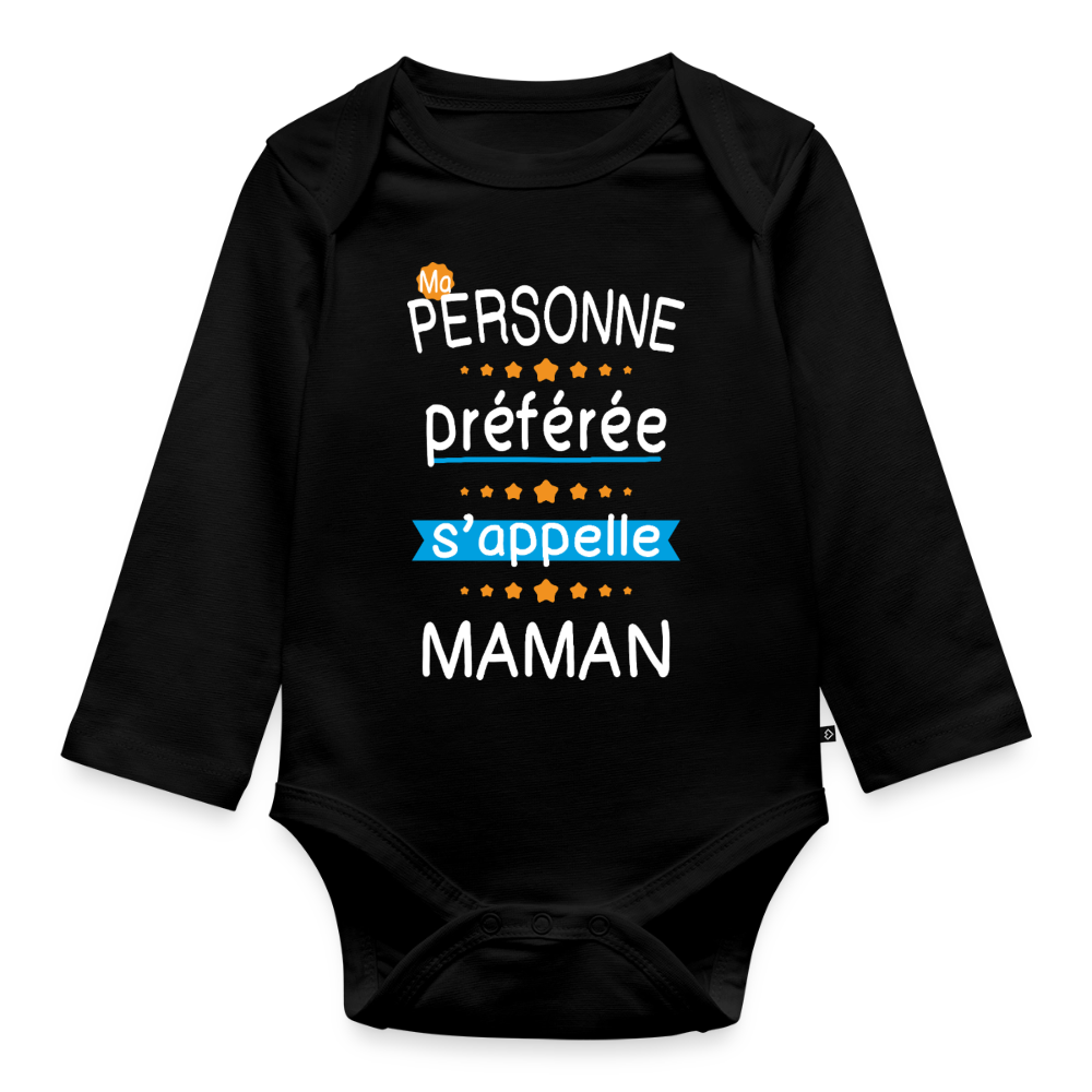 Body bébé bio manches longues - Personne préférée Maman - noir