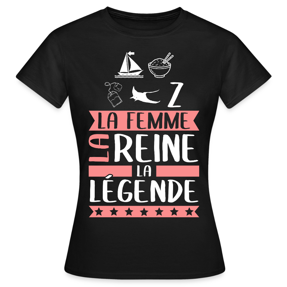 T-shirt femme Marie-Thérèse rébus – La femme, la reine, la légende - noir