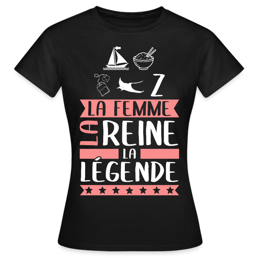 T-shirt femme Marie-Thérèse rébus – La femme, la reine, la légende - noir