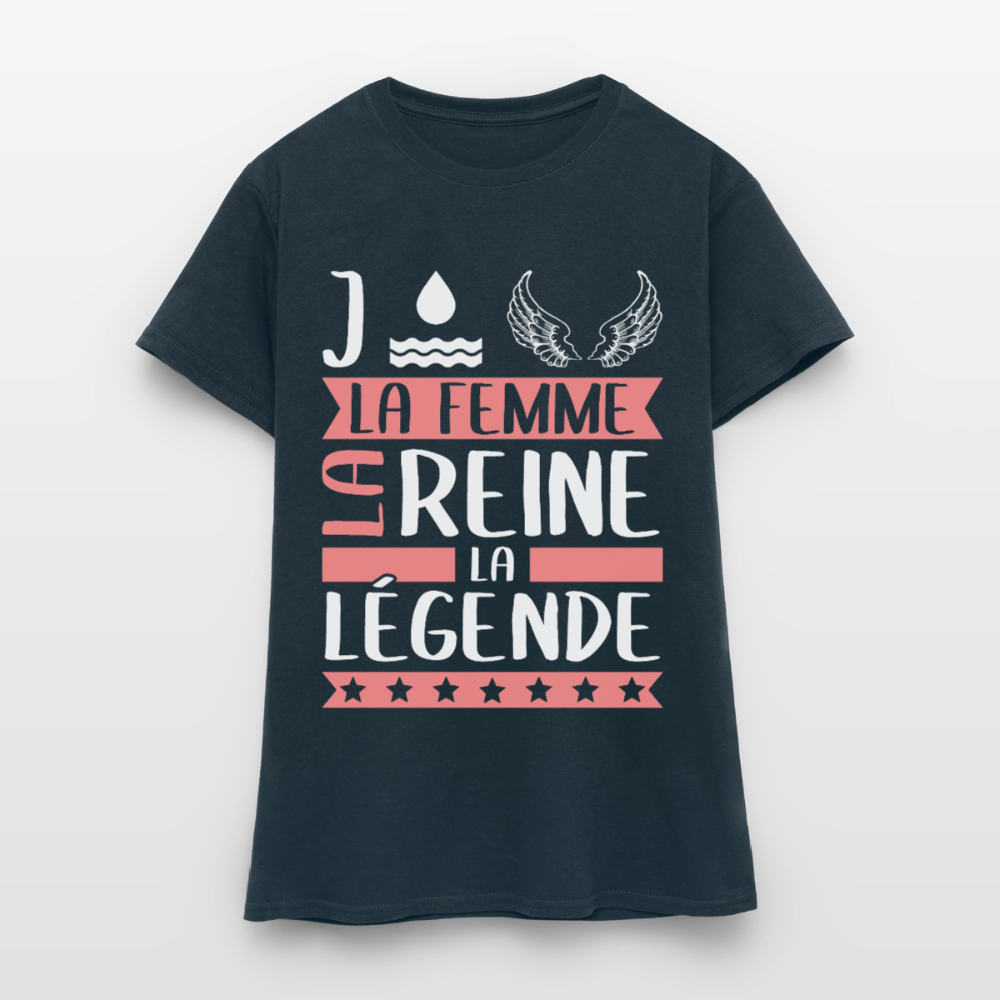T-shirt femme Joëlle rébus – La femme, la reine, la légende - marine