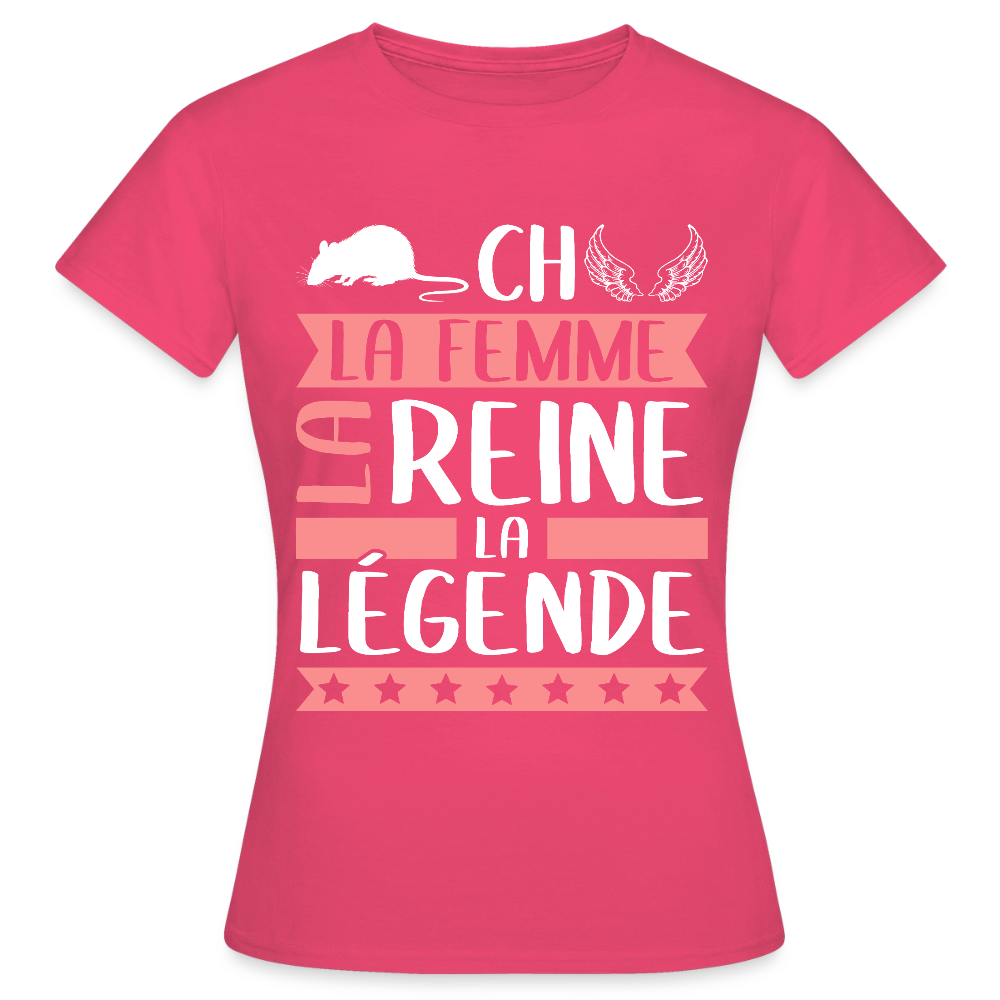 T-shirt femme Rachel rébus – La femme, la reine, la légende - rose azalée