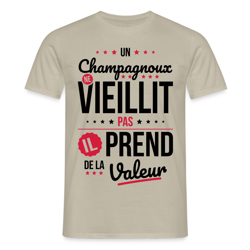 T-shirt Homme - Un Champagnoux ne vieillit pas - beige sable