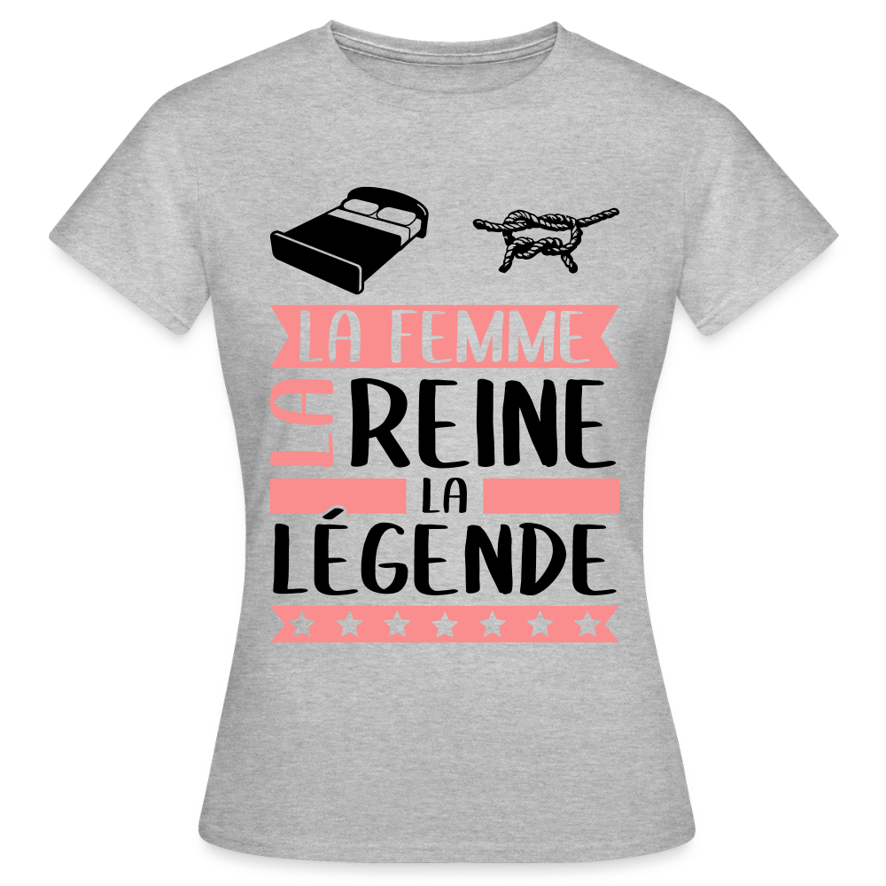 T-shirt femme coloris clair Line rébus – La femme, la reine, la légende - gris chiné