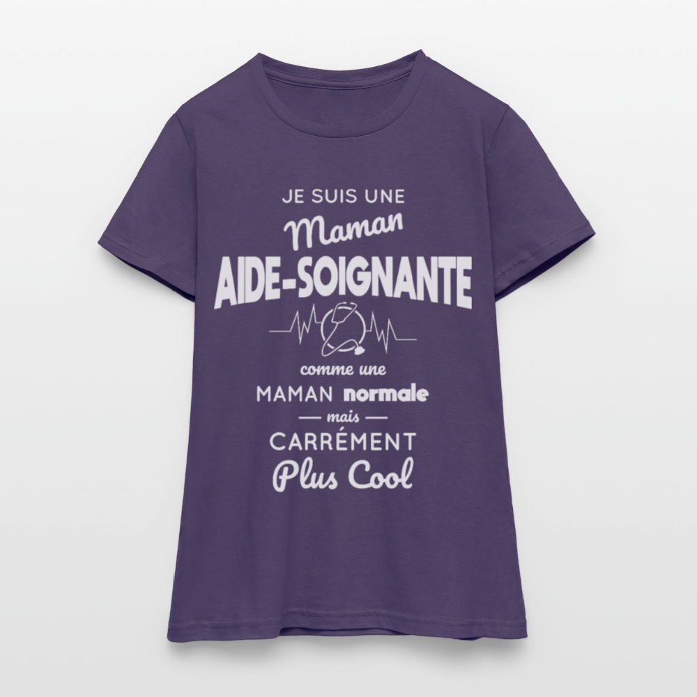 T-shirt Femme - Maman aide-soignante plus cool - violet foncé