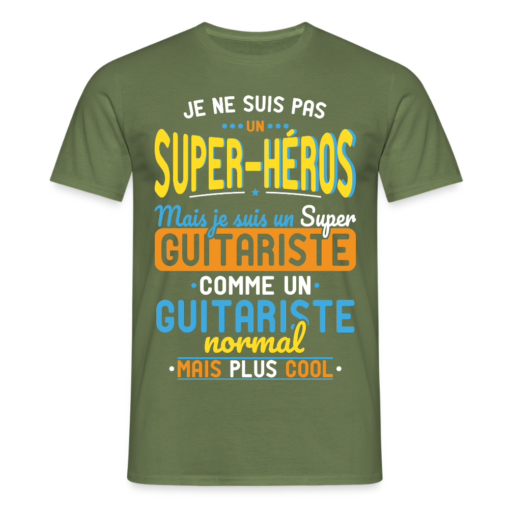 T-shirt Homme - Pas un Super-Héros mais un super Guitariste - vert militaire