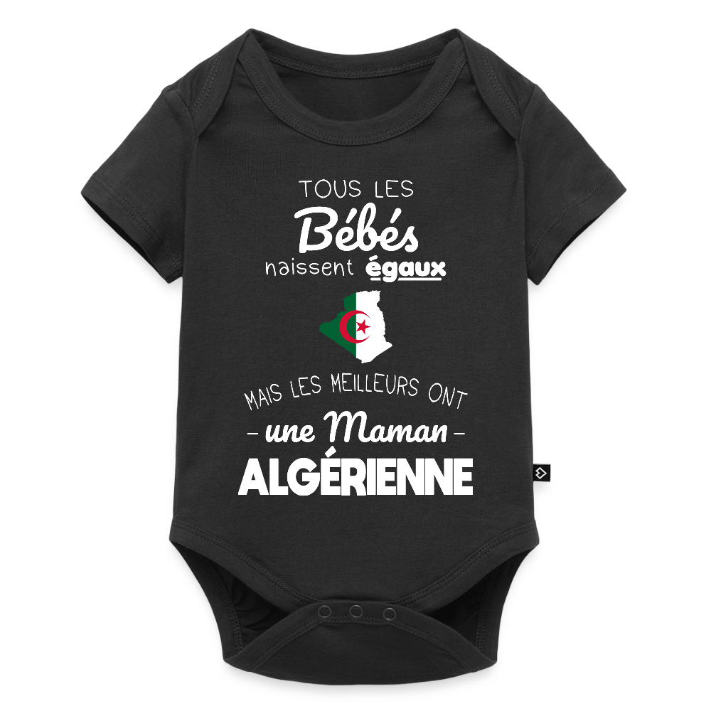 Body Bébé bio manches courtes - Les Meilleurs Ont Une Maman Algérienne - noir