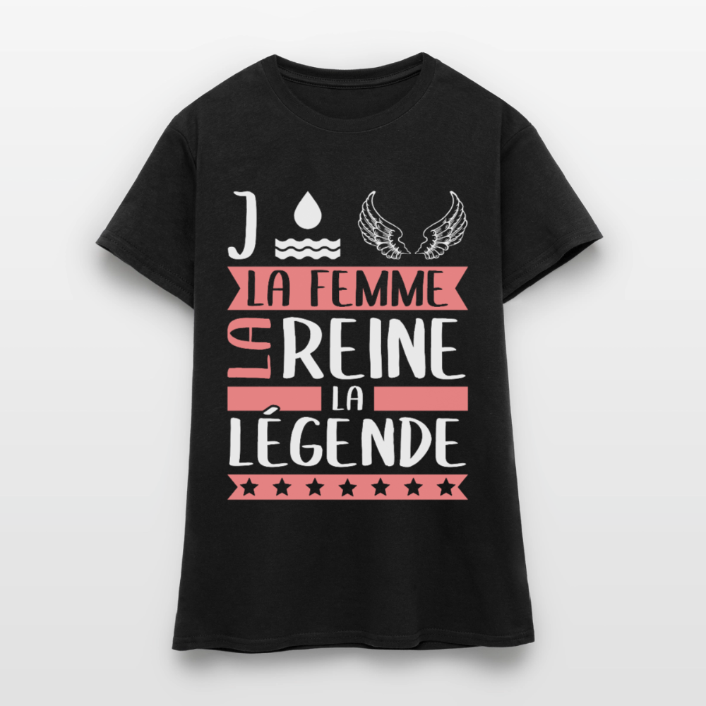 T-shirt femme Joëlle rébus – La femme, la reine, la légende - noir
