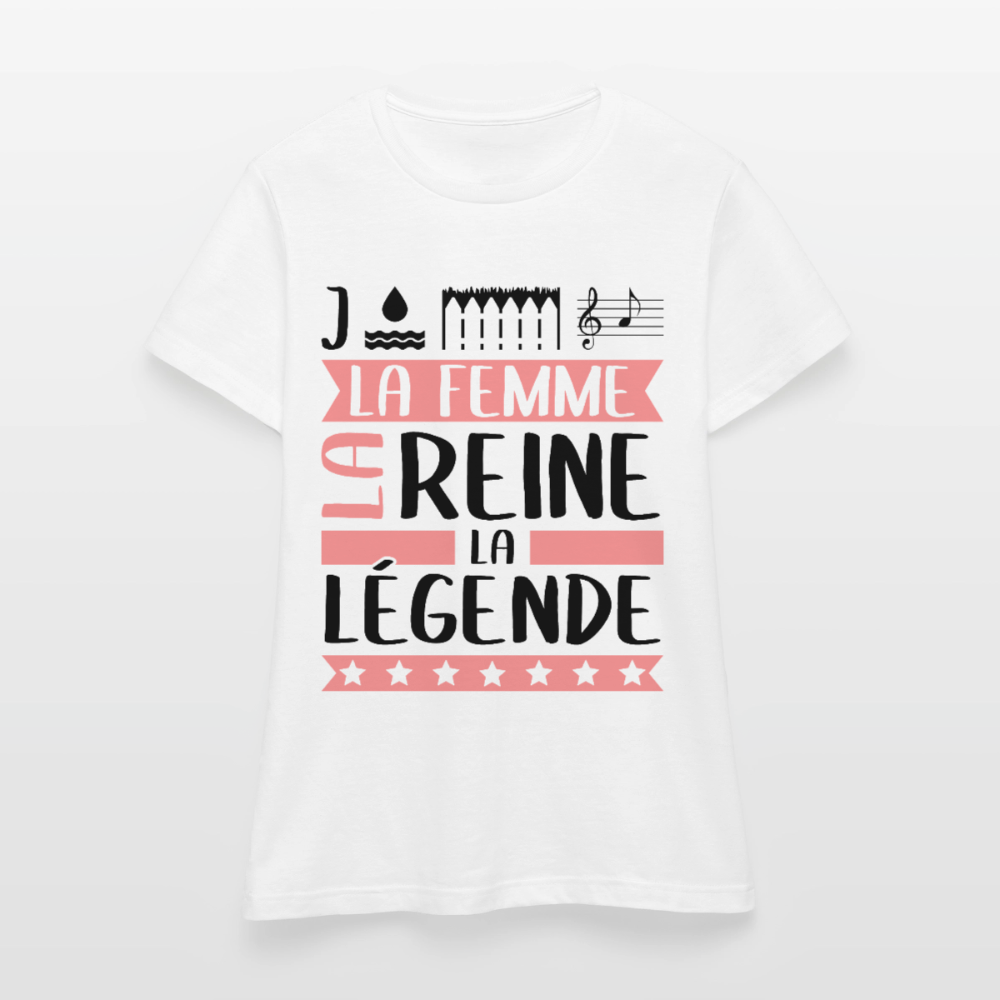 T-shirt femme coloris clair Joëlla rébus – La femme, la reine, la légende - blanc