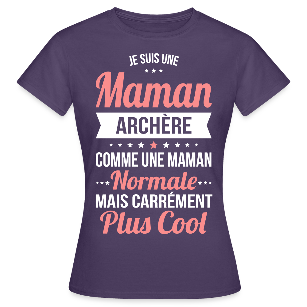 T-shirt Femme - Maman archère plus cool - violet foncé