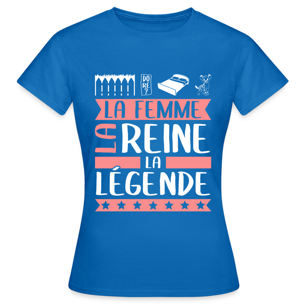 T-shirt femme Emilienne rébus – La femme, la reine, la légende - bleu royal