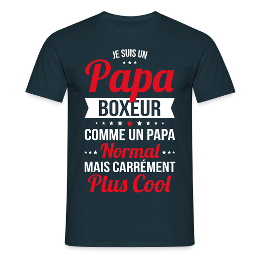 T-shirt Homme - Papa boxeur plus cool - marine
