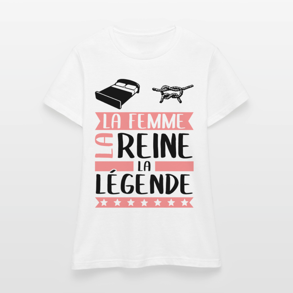 T-shirt femme coloris clair Line rébus – La femme, la reine, la légende - blanc