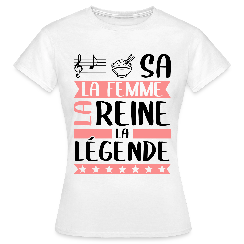T-shirt femme coloris clair Larissa rébus – La femme, la reine, la légende - blanc