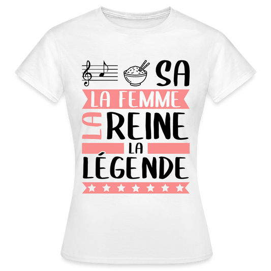 T-shirt femme coloris clair Larissa rébus – La femme, la reine, la légende - blanc