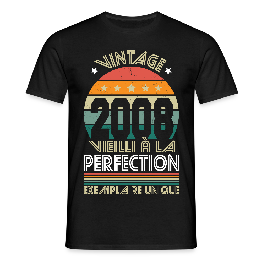 T-shirt anniversaire homme 18 ans – Vintage 2008 - Exemplaire unique - noir