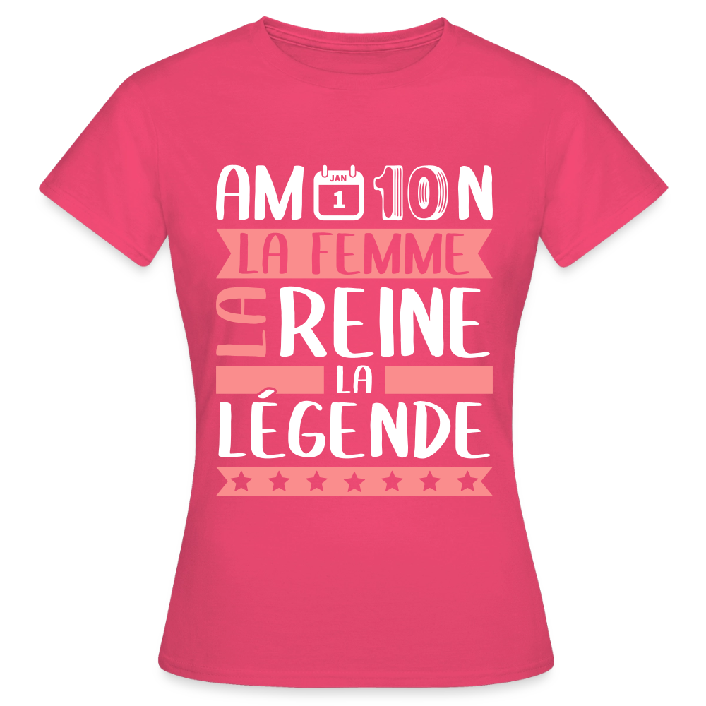 T-shirt femme Amandine rébus – La femme, la reine, la légende - rose azalée
