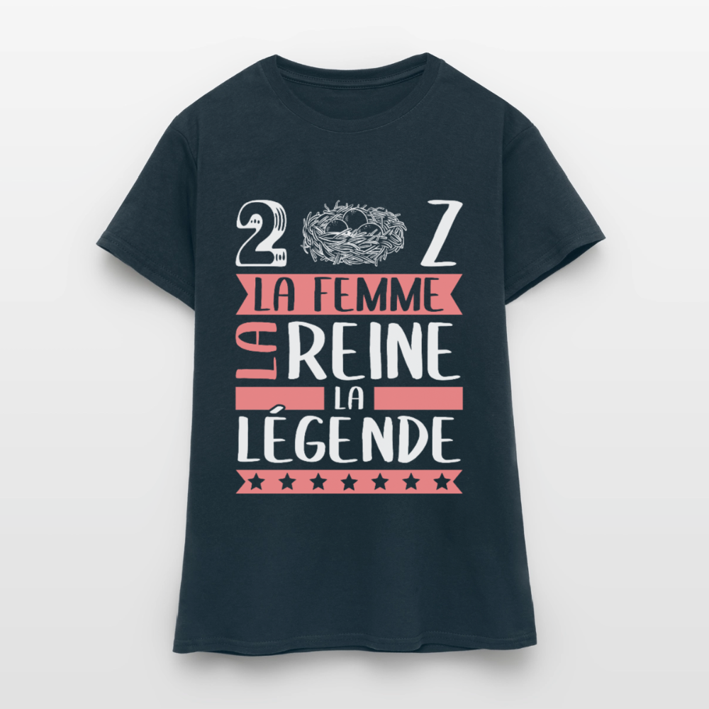T-shirt femme Denise rébus – La femme, la reine, la légende - marine