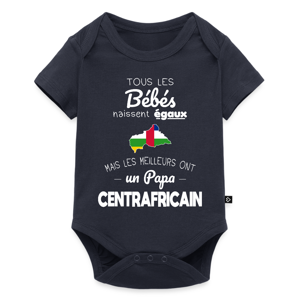 Body Bébé bio manches courtes - Les Meilleurs Ont Un Papa Centrafricain - bleu marine