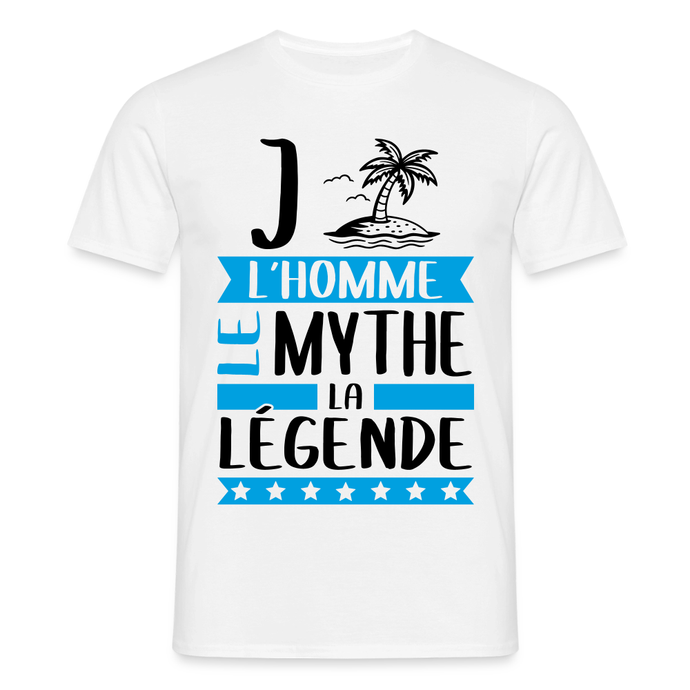 T-shirt homme coloris clair Gilles en rébus – L’homme, le mythe, la légende - blanc