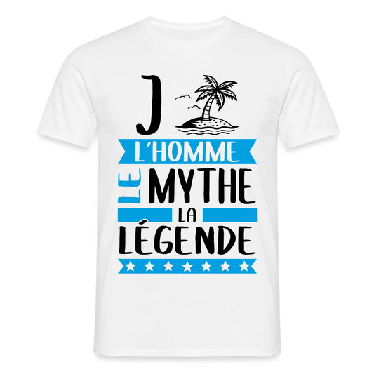 T-shirt homme coloris clair Gilles en rébus – L’homme, le mythe, la légende - blanc
