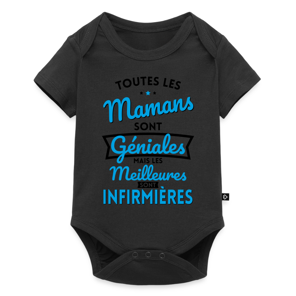 Body Bébé bio manches courtes - Mamans géniales - Les meilleures sont infirmières - noir