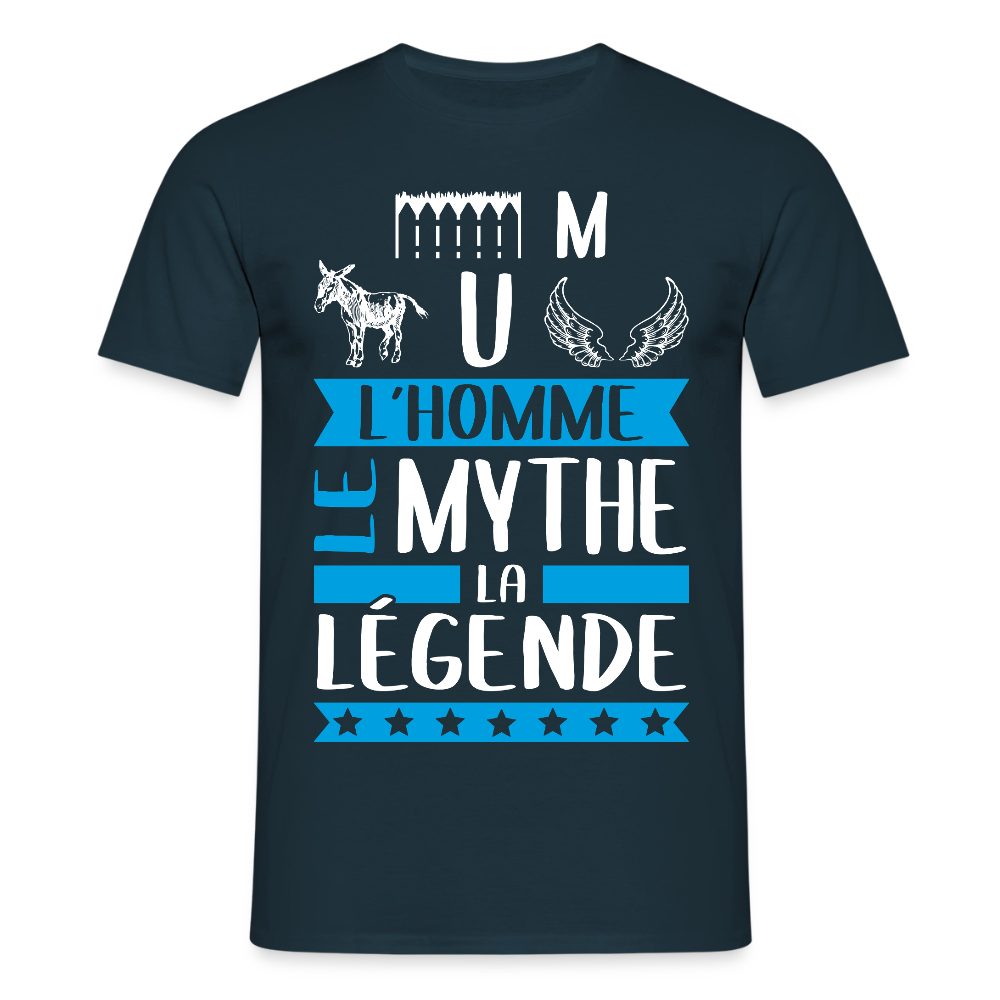 T-shirt homme Emmanuel rébus – L’homme, le mythe, la légende - marine