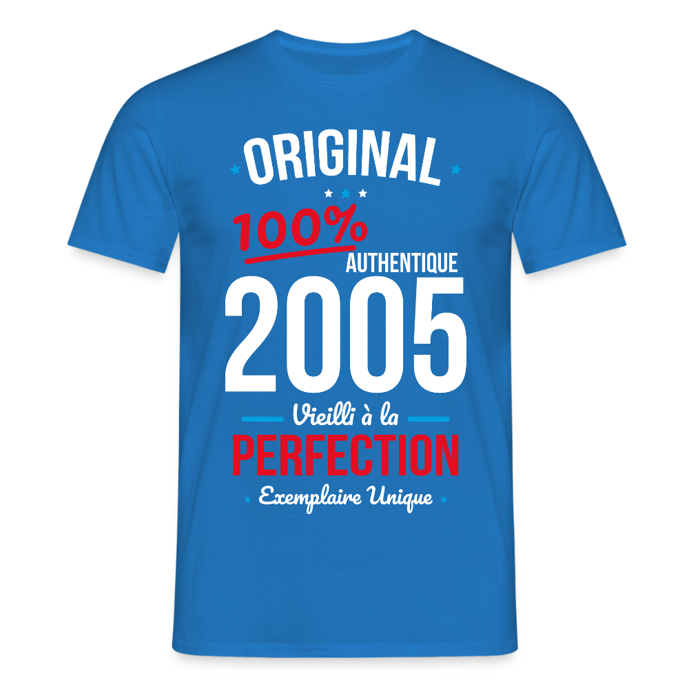 T-shirt Homme - Anniversaire 20 Ans - Original 2005 - bleu royal