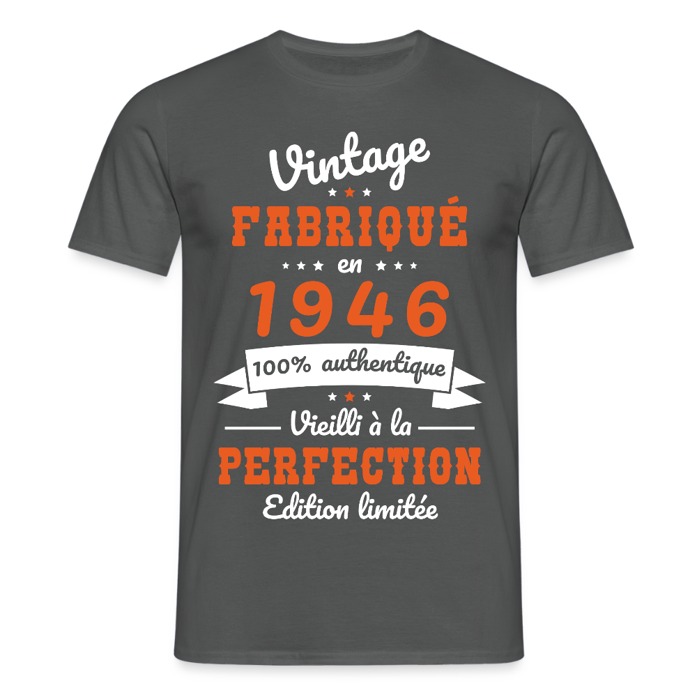 T-shirt anniversaire homme 80 ans – Vintage 1946 - charbon