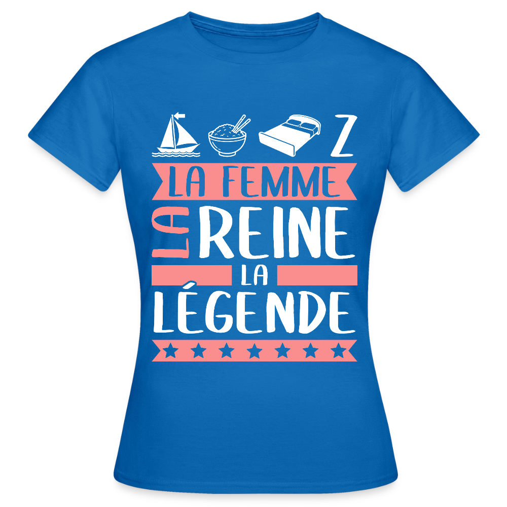 T-shirt femme Marie-Lise rébus – La femme, la reine, la légende - bleu royal
