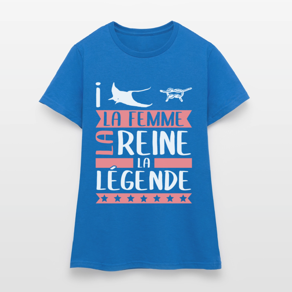 T-shirt femme Irène rébus – La femme, la reine, la légende - bleu royal