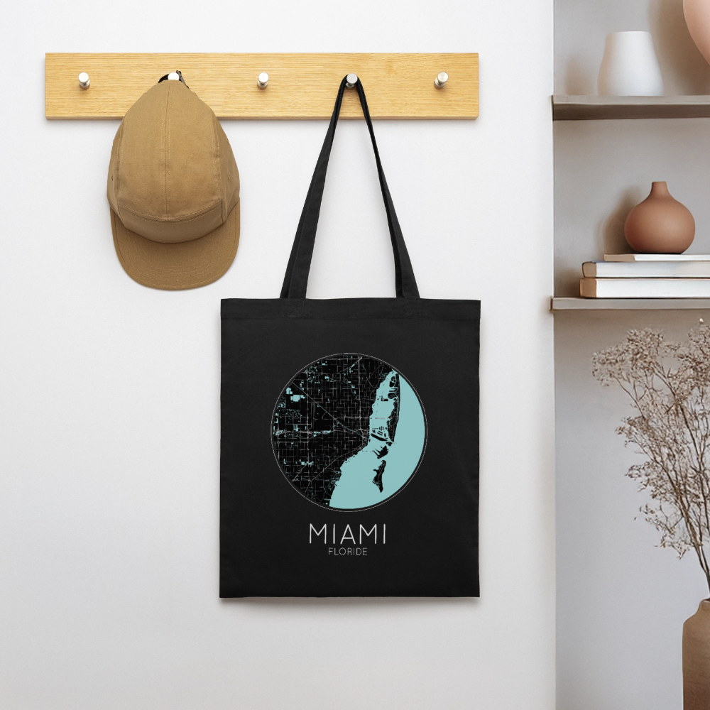 Tote Bag Miami Bio – Plan de Miami - noir