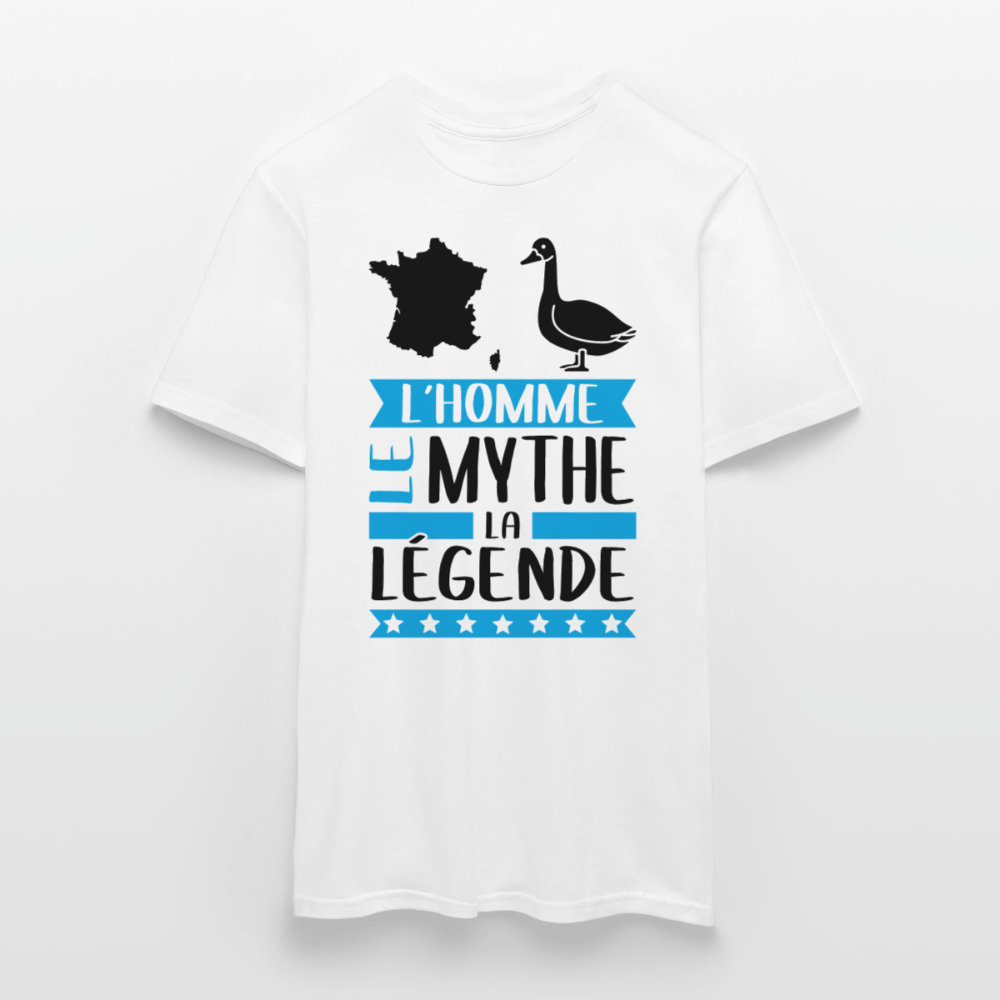 T-shirt homme coloris clair François en rébus – L’homme, le mythe, la légende - blanc