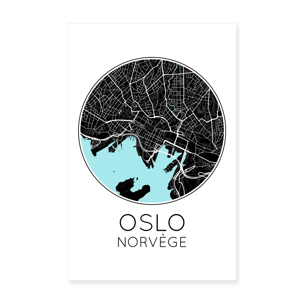 Poster Oslo - Plan Oslo - 20 x 30 cm - blanc