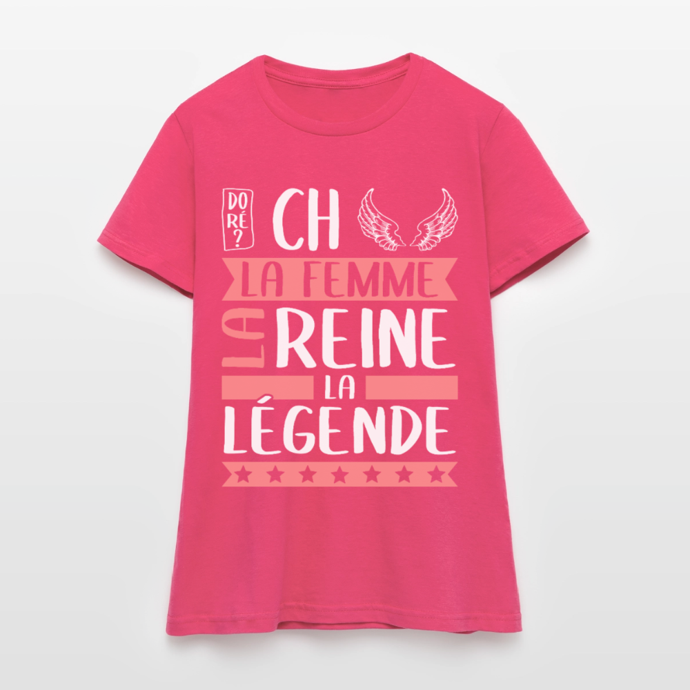 T-shirt femme Michèle rébus – La femme, la reine, la légende - rose azalée