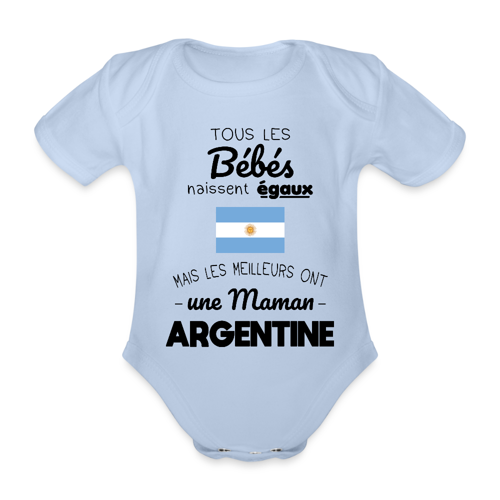 Body Bébé bio manches courtes - Les Meilleurs Ont Une Maman Argentine - ciel