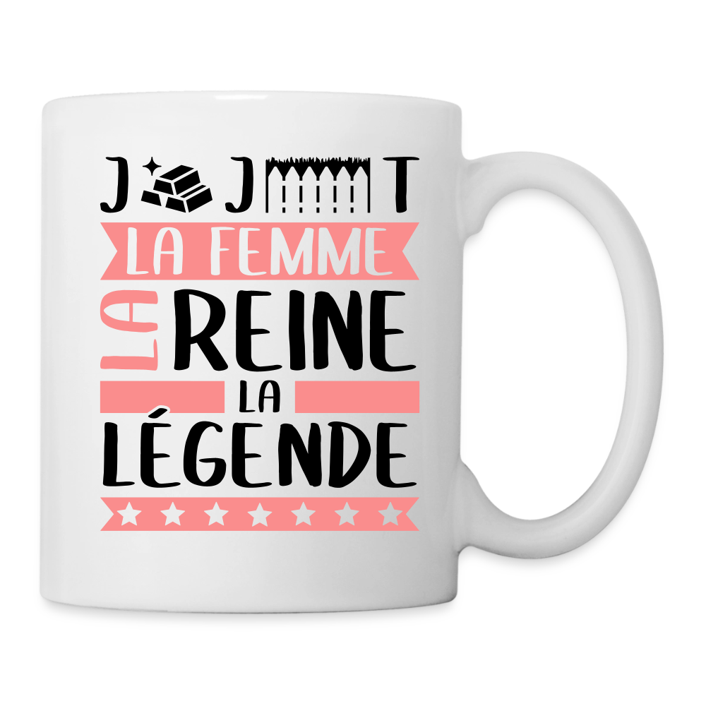 Mug blanc Georgette rébus – La femme, la reine, la légende - blanc