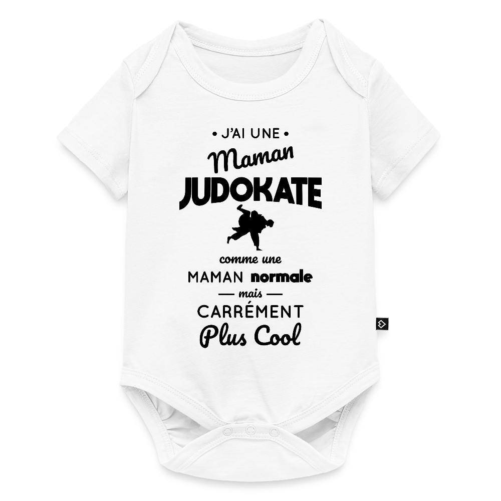 Body Bébé bio manches courtes - J'ai une maman judokate - blanc
