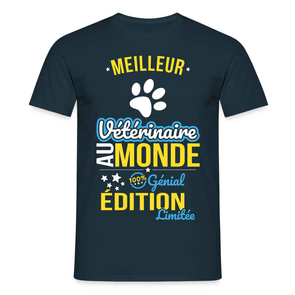 T-shirt Homme - Meilleur Vétérinaire au monde - 100% génial - marine