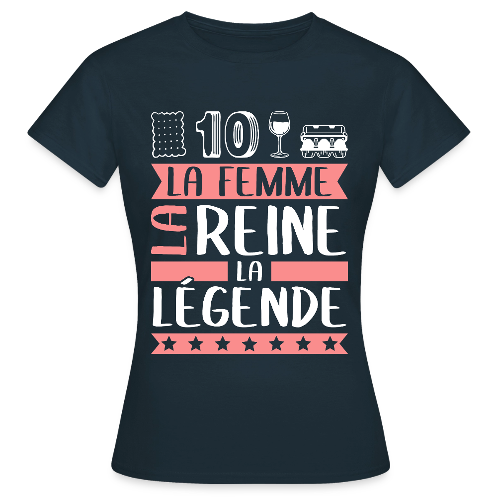 T-shirt femme Ludivine rébus – La femme, la reine, la légende - marine